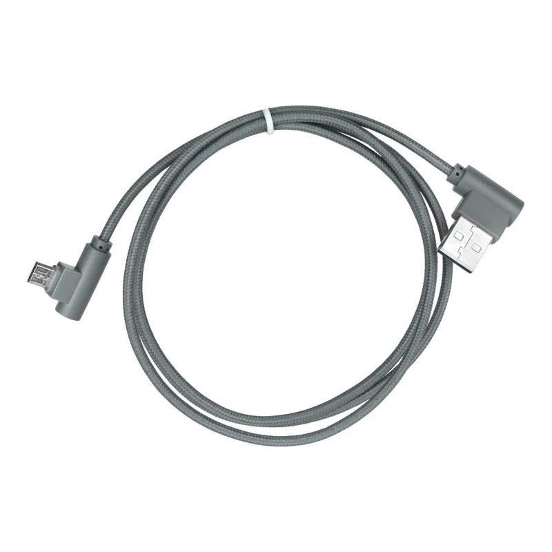 Micro USB kabel - 1 meter - Gehoekte aansluitingen - Grijs