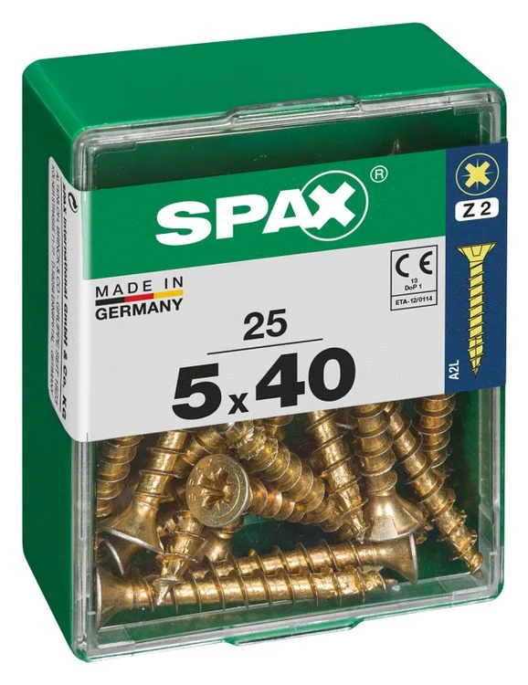 Spax schroef pozidrive verzinkt 5x40mm 25st