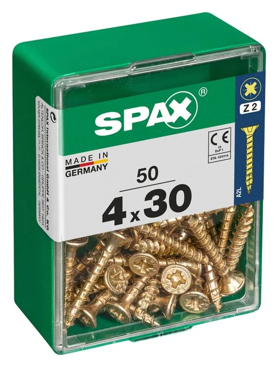 Spax schroef pozidrive verzinkt 4x30mm 50st