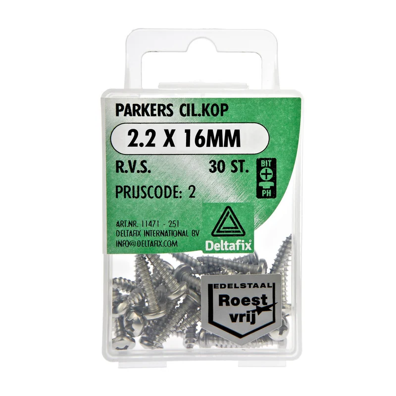 Deltafix plaatschroef philips cilinderkop RVS 2,2x16mm 30st