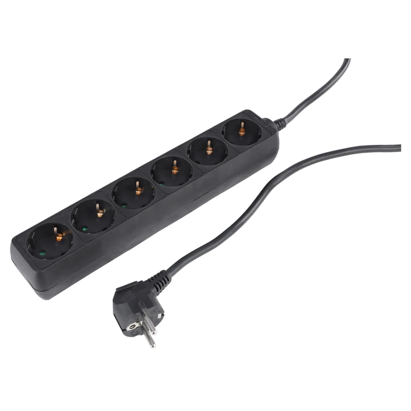 Q-Link stekkerdoos 6-voudig 6x geaard zwart 1,5m