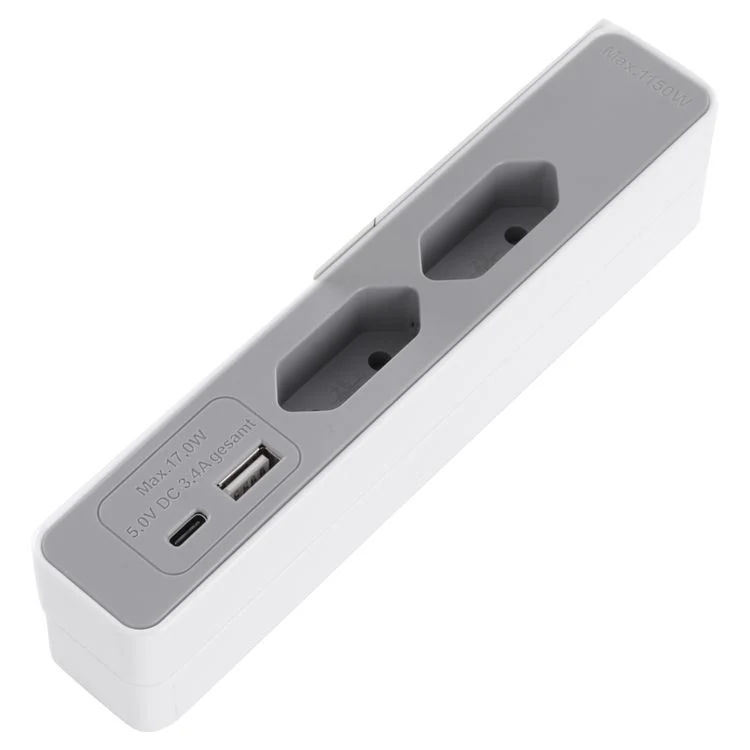 Q-Link Sofa stekkerdoos 2x Euro, 1x USB A, 1x USB C wit, zwart 1,5m