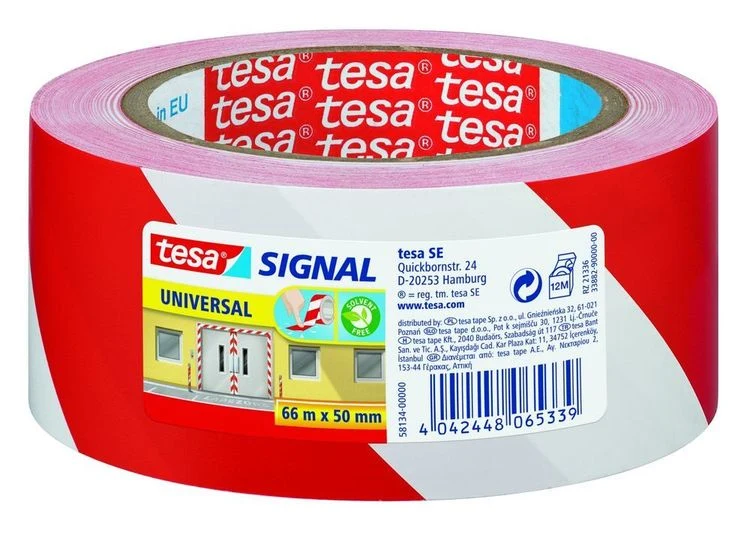 Tesa Universal Signal waarschuwingstape 58134 geel zwart 50mm 66m
