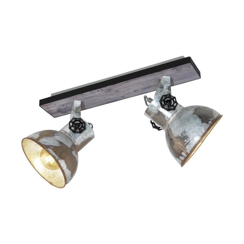 Eglo Barnstaple LED opbouwspot 2-lichts dimbaar bruin hout staal