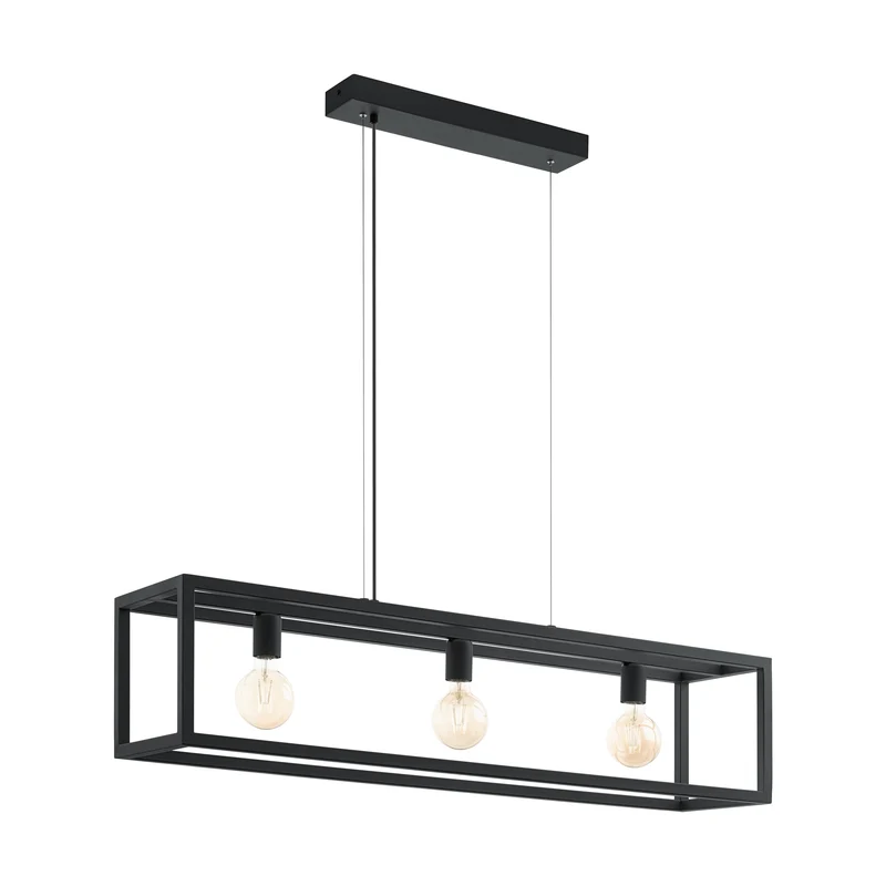 Eglo hanglamp Elswick 3-lichts zwart