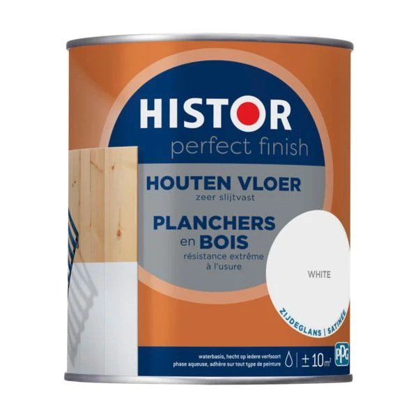 Histor Perfect Finish houten vloer lak zijdeglans 7000 white 750ml