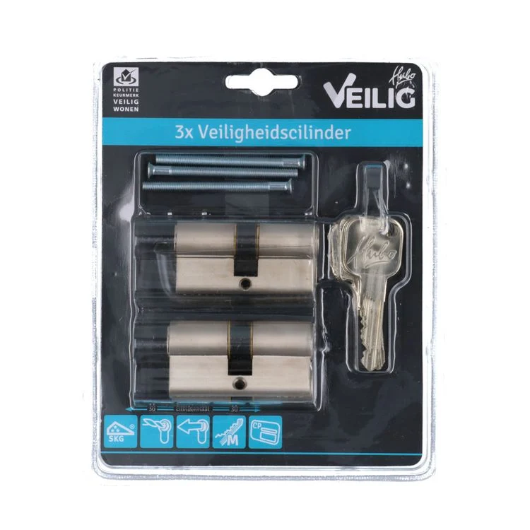 Hubo F9 veiligheidsprofielcilinder 30/30 zilver 3st
