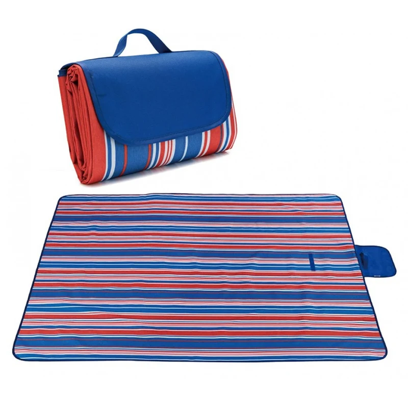 Strand/Picknickmat - Rood Wit Blauw Gestreept