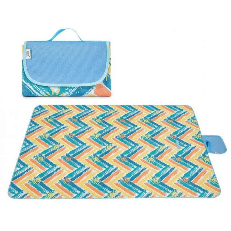 Strand/Picknickmat - Blauw Oranje Geel Zon Motief