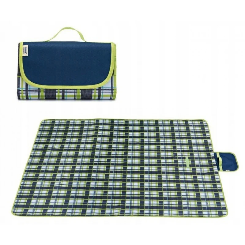 Strand/Picknickmat - Donkerblauw Lichtgroen Geruit