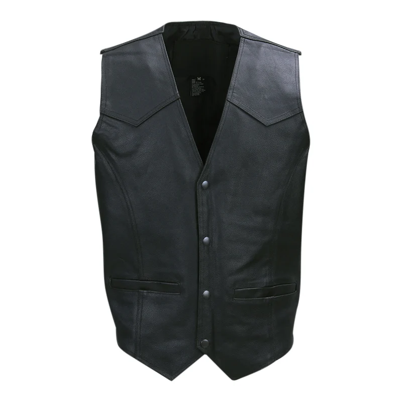 Leren Biker Vest Zonder Opdruk