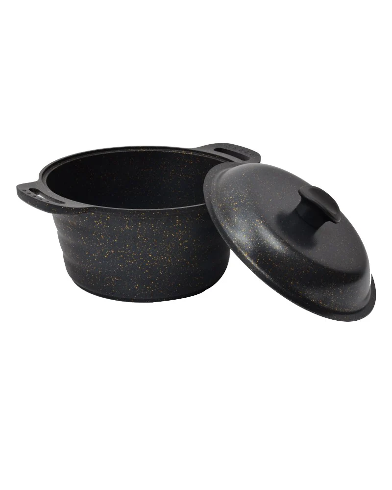 Granieten pan met deksel (24 cm)