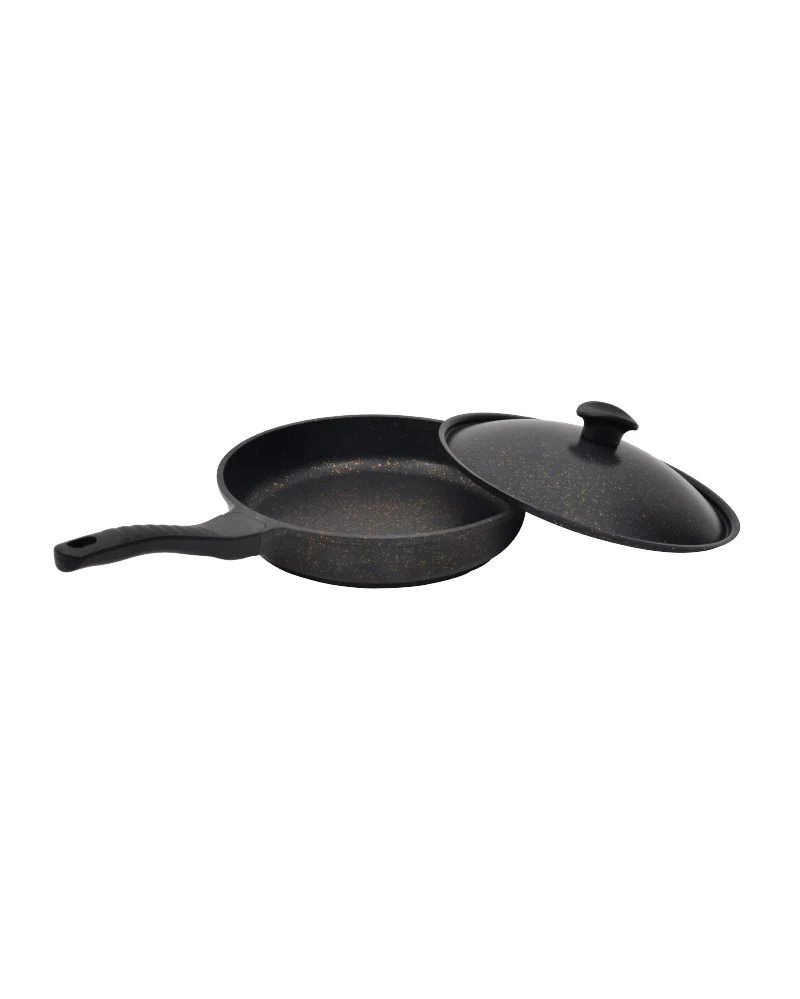 Granieten koekenpan met deksel (28 cm)