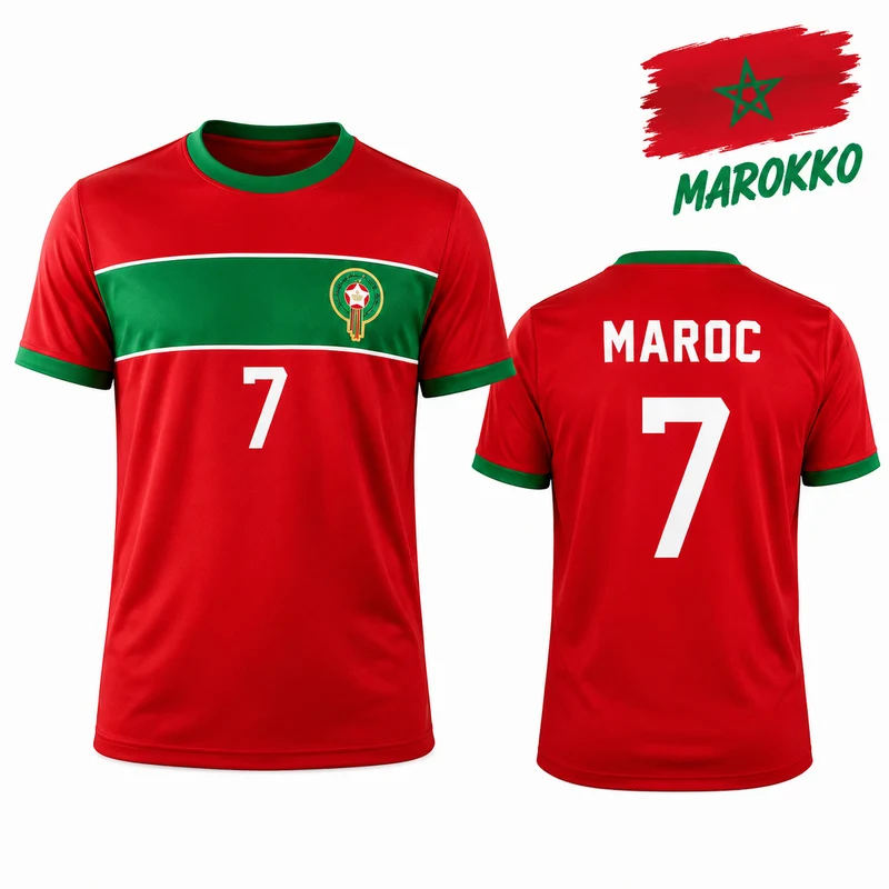 Marokko WK 2026 Shirt Volwassenen – Rood Voetbalshirt
