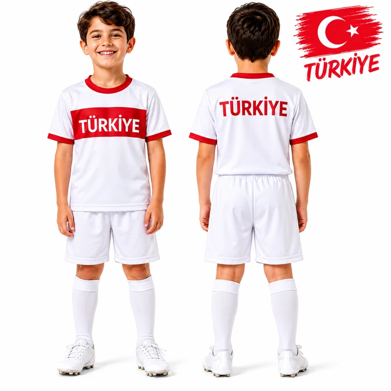 Turkije WK 2026 Kinderset Wit – Voetbalshirt & Short