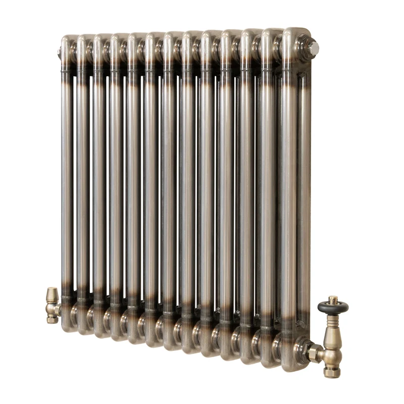 Traditionele Radiator & Kraan - 2-Kolom - 600 x 605 mm - Ruw Metaal