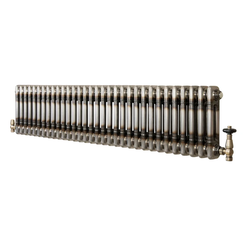 Traditionele Radiator & Kraan - 2-Kolom - 300 x 1460 mm - Ruw Metaal