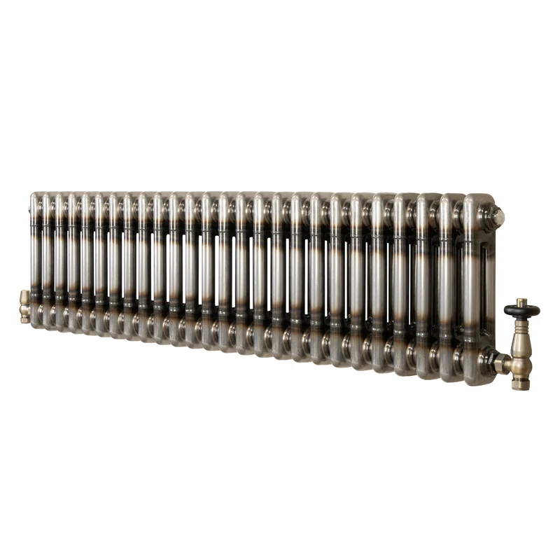 Traditionele Radiator & Kraan - 2-Kolom - 300 x 1190 mm - Ruw Metaal