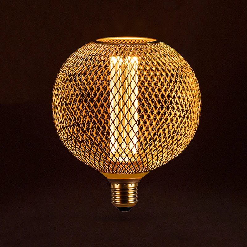 LED lamp E27 | Goud metaal | 3.5 watt dimbaar | 1800K extra warm wit | Globe 125 mm | Draadlamp | LED kooldraad | Lybardo