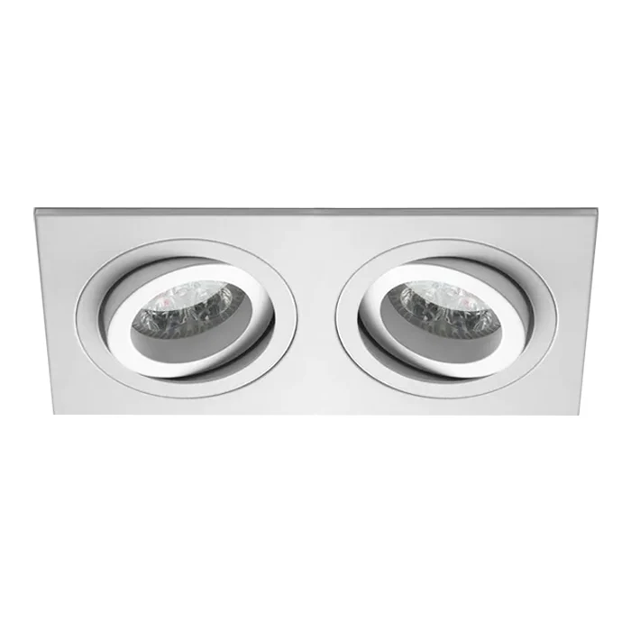 Dubbele inbouwspot Vienna - Kantelbaar - Rechthoek 150 x 75 mm - Wit dubbel