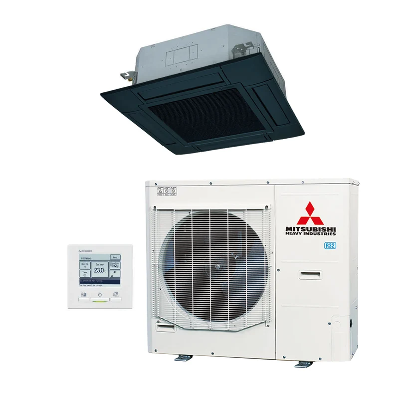 Mitsubishi Cassette 90x90 single-split set FDT125VH (RAL9005) inclusief paneel en wandbediening
