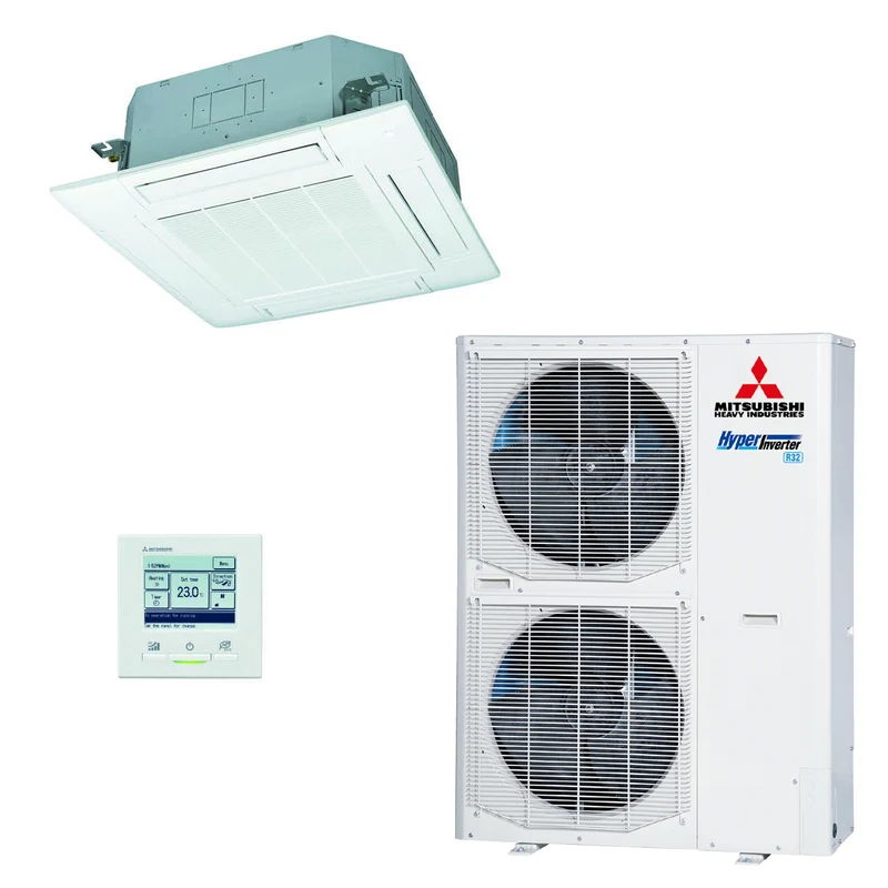 Mitsubishi Cassette 90x90 single-split set hyper inverter FDT125VH inclusief paneel en wandbediening