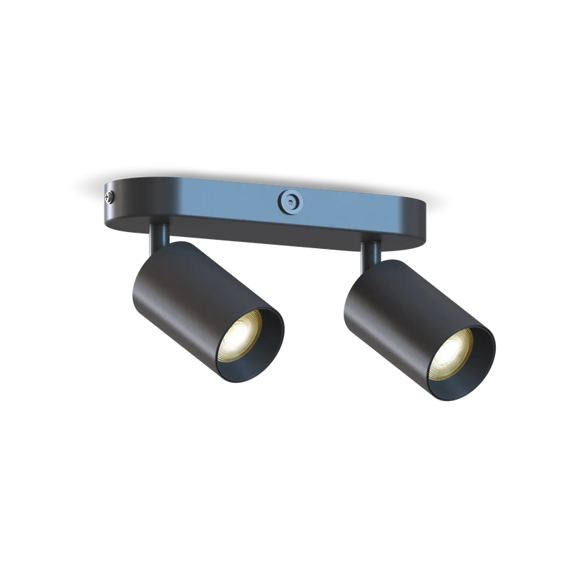 Calex dubbele Ronde Opbouwspot – Mat Zwart – 2x GU10