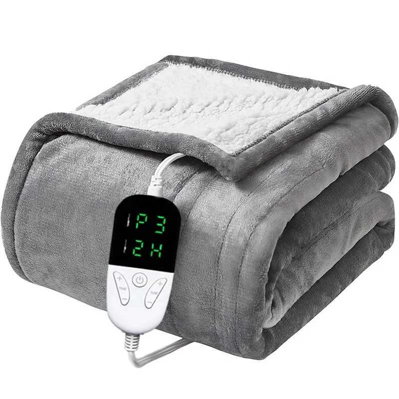 Elektrische omslagdeken - Warmtedeken - 1 persoons - 180x150 cm - Fleece - Grijs
