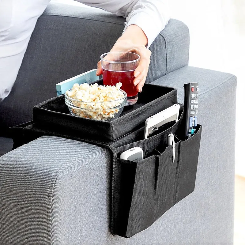 Sofa Armsteun Organizer Met Bekerhouder Lade, Bank Caddy TV Afstandsbediening Opslag Houder voor Mobiele Tabletten Tijdschriften Boek Bril Kabels Drinker Snacks Houder Pouch
