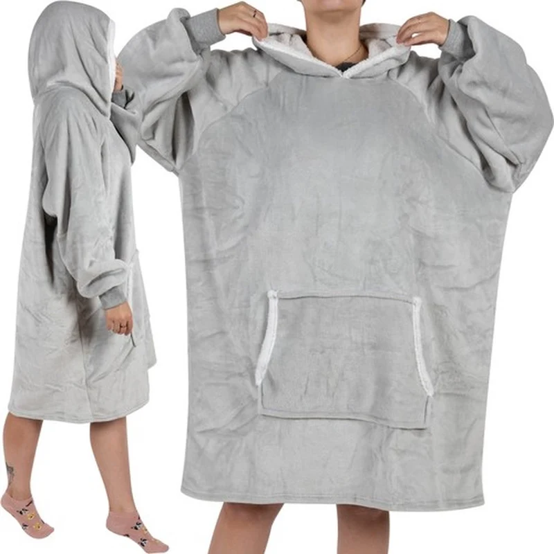 Sweatshirt XXL - Hoodie Deken - Oversized Hoodie Draagbare Deken - Super Zacht Warm en Comfortabel - Premium Kwaliteit Materiaal - Uniseks - Voor Volwassenen en Kinderen - Zorgeloos Wassen - Grijs