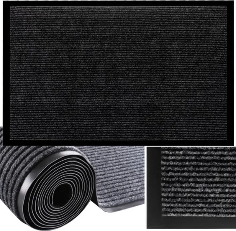 Deurmat 60X90 cm - Droogloopmat binnen en buiten - Antislip Deurmat - Deurtapijt- Kwalitatieve Binnenmat - Inloopmat - Deurmatten voor binnen - Deurmat Voordeur - Grijs Zwart