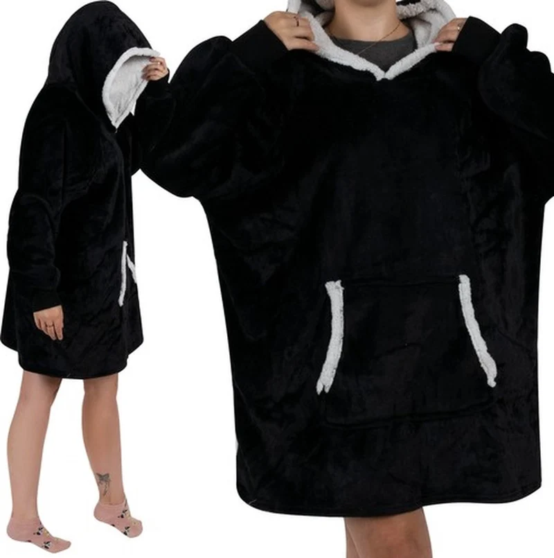 Sweatshirt XXL - Hoodie Deken - Oversized Hoodie Draagbare Deken - Super Zacht Warm en Comfortabel - Premium Kwaliteit Materiaal - Uniseks - Voor Volwassenen en Kinderen - Zorgeloos Wassen - Zwart