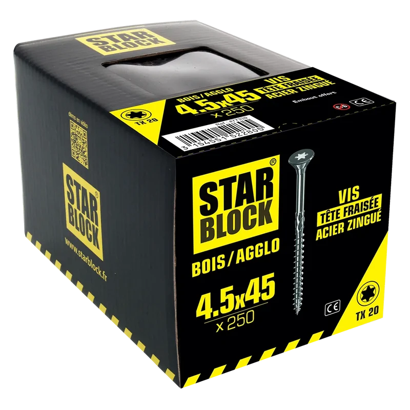 Starblock hout/spaanplaat TX 4,5*45mm 250st