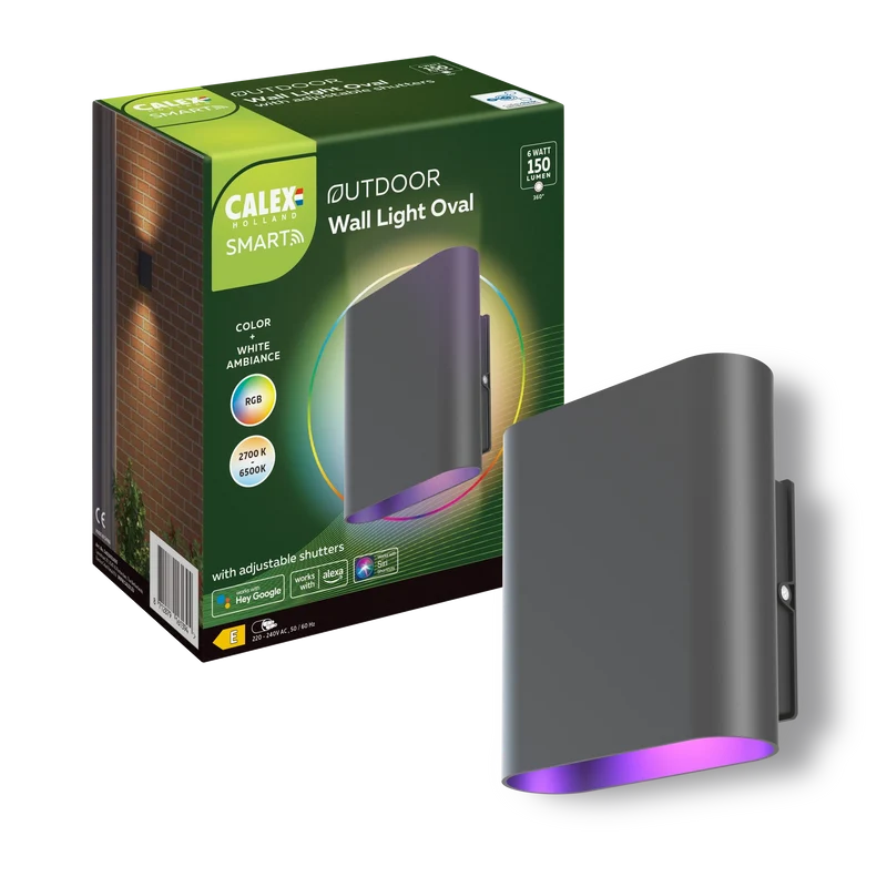 Calex Slimme - Tuin Muur Lamp - Ovaal - RGB - CCT