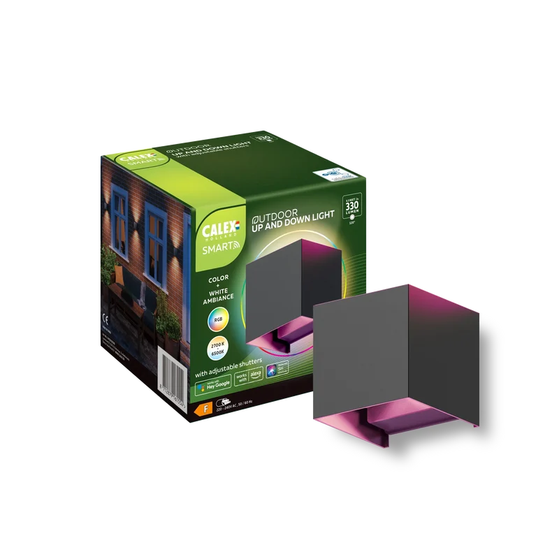 Calex Slimme Wandlamp Vierkant - RGB + CCT - Zwart