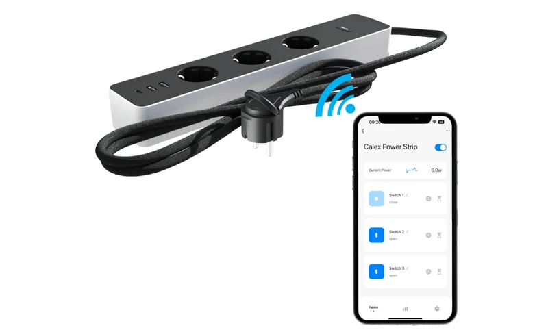 Calex Slimme Stekkerdoos – Wifi Stekkerblok met 4 Stopcontacten, USB-C Snelladen & Energie Monitoring – Smart Plug - Werkt met Google Home & Alexa