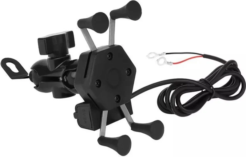Motorfiets Telefoonhouder - Scooter Telefoonhouder - Mobiele Telefoon Houder Met USB Oplader Voor Op de Motor - Voor op de Brommer - Voor op de Scooter - GPS - Telefoonhouder Motorfiets Motorlader 3D 8685