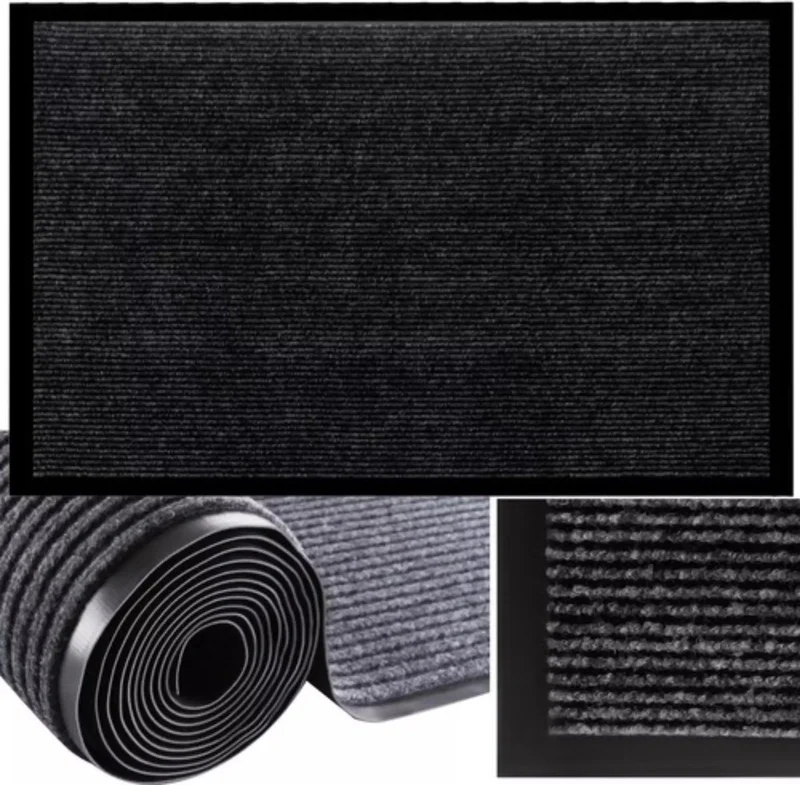 Ruhhy Deurmat 60X90 cm - Antislip en Veilig - Perfect voor Binnen en Buiten - Grijs Zwart