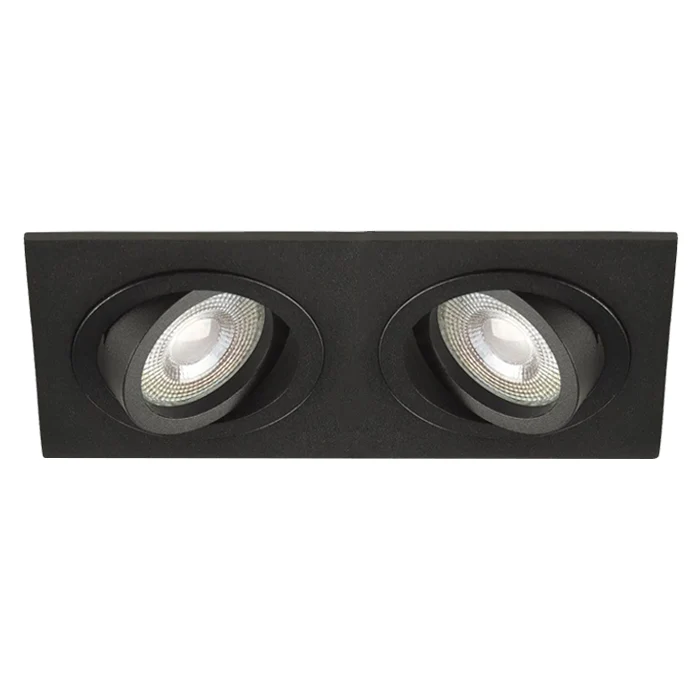 Dubbele inbouwspot Vienna - Kantelbaar - rechthoek 150x17 mm - Mat zwart