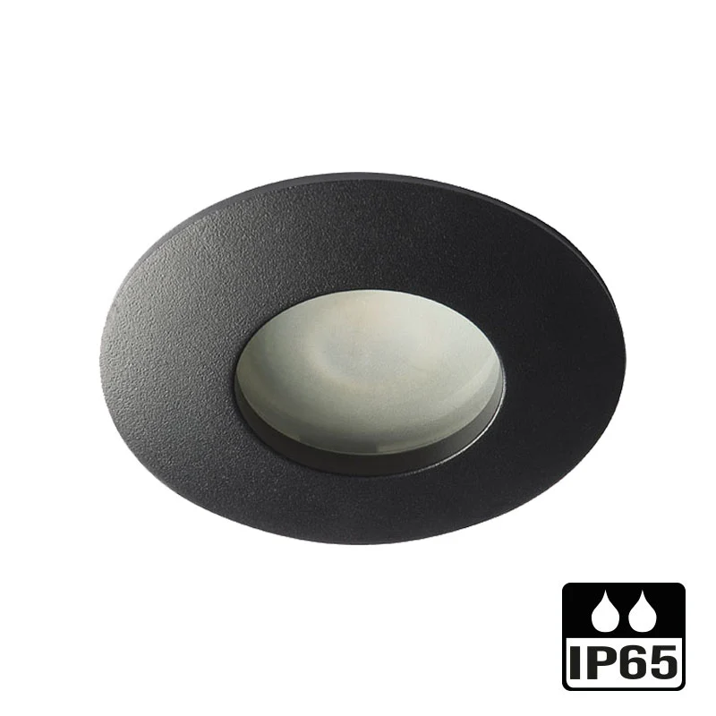 Badkamer inbouwspot - IP65 - Rond 81 mm - Mat zwart - niet kantelbaar
