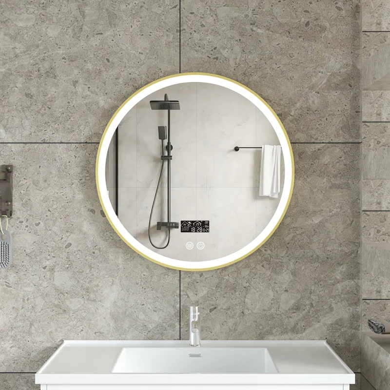 Tweedekans - Smart spiegel rond 60cm gouden frame met led verlichting, anti-condens en wifi - Default