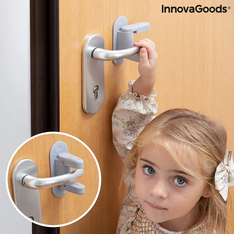 2x Veiligheidsslot Voor Deuren - Deurbeveiliging - Deurklink Vergrendeling Kastbeveiliging - Baby veilig - Baby proof - Kinderslot - Kinderbeveiliging - Hond & Kat beveiliging - Grijs