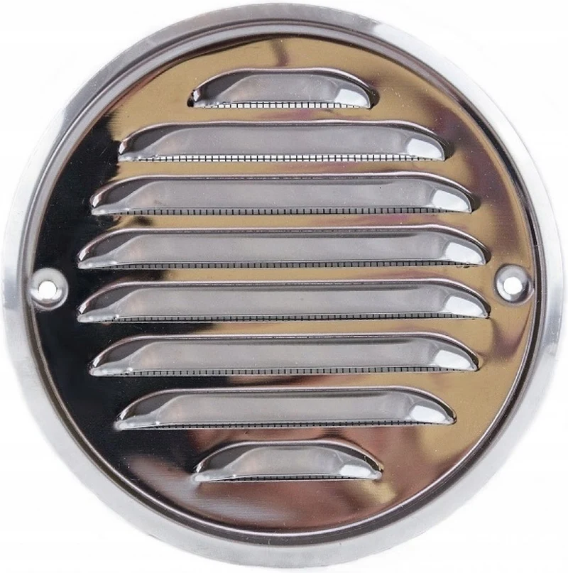 Ventilatierooster Zilver - RVS - Rond Luchtrooster - Ventilatie Rooster - Schoepenrooster - 13 cm ø Buitenzijde