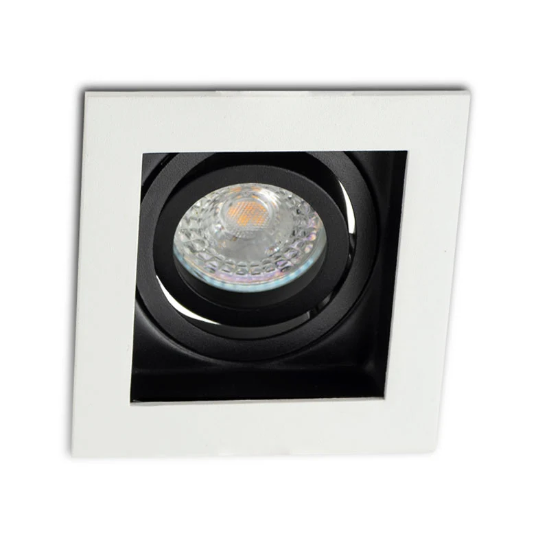 Inbouwspot Evia - Kantelbaar - Vierkant 100 mm - Wit met zwart