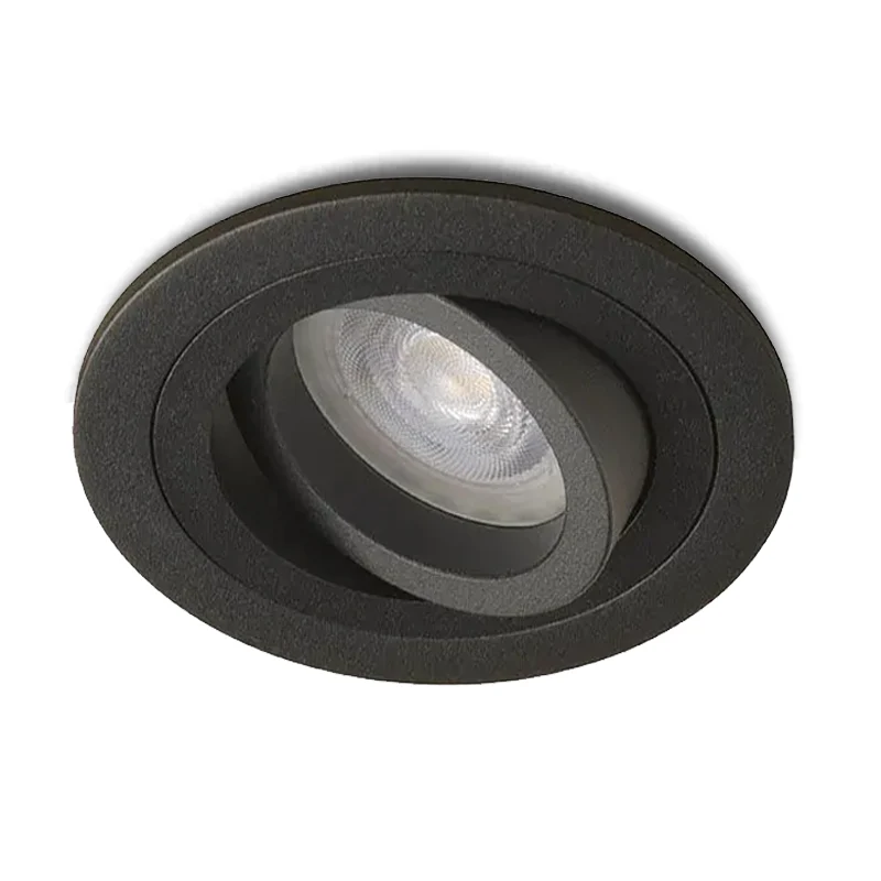 Inbouwspot Veneto - Kantelbaar - Rond 90 mm - Mat zwart