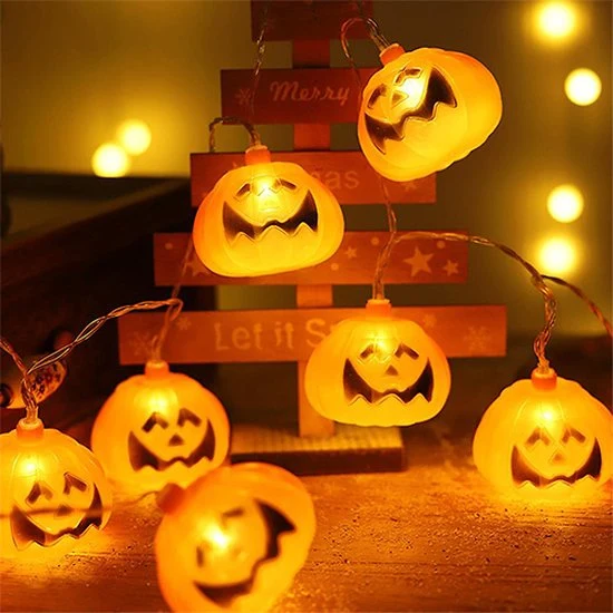 Halloween lichtsnoer pompoen - 2 meter - Oranje