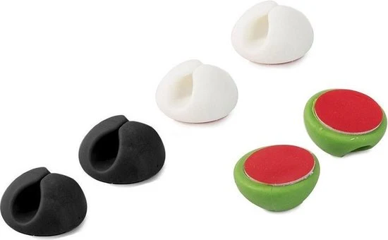 Kabelhouders set 6 stuks - Zwart, groen, wit
