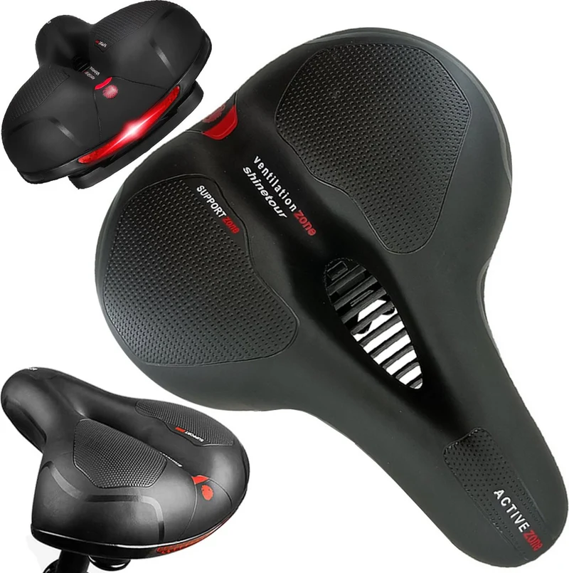 Fietszadel Met Gelpads - Zwart/Rood - Uitsparing