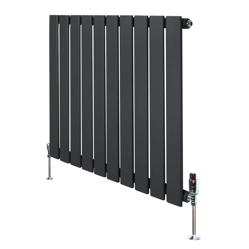 Design Radiator Vlakke Panelen - 1 Kolom – 600 x 700mm – Antraciet Grijs - incl. Haakse Thermostaatkraan