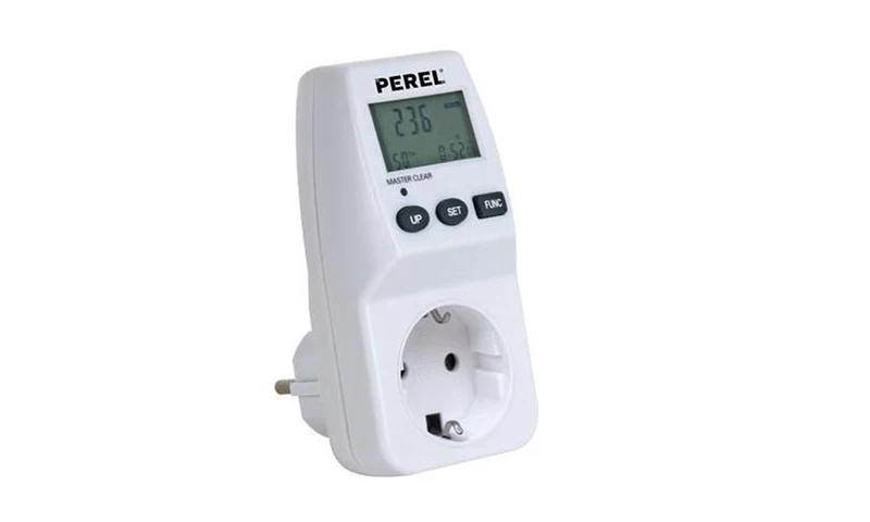 Energiemeter van Perel, lcd-scherm, 230 V, 16 A, 3600 W, wit